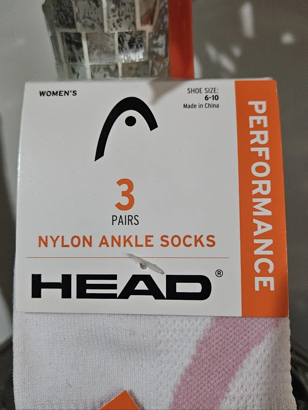 Head Women's Performance Socks - White, Pink & Orange (3 Pairs) NWT, MSRP $28